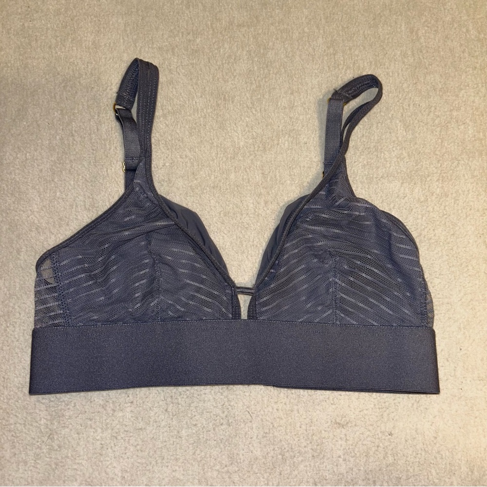 All.You. LIVELY Women's Busty Stripe Mesh‎ Bralette Blue Size S